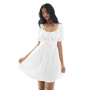 Wednesday's Girl puff sleeve mini dress in white