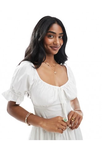 Wednesday's Girl puff sleeve mini dress in white