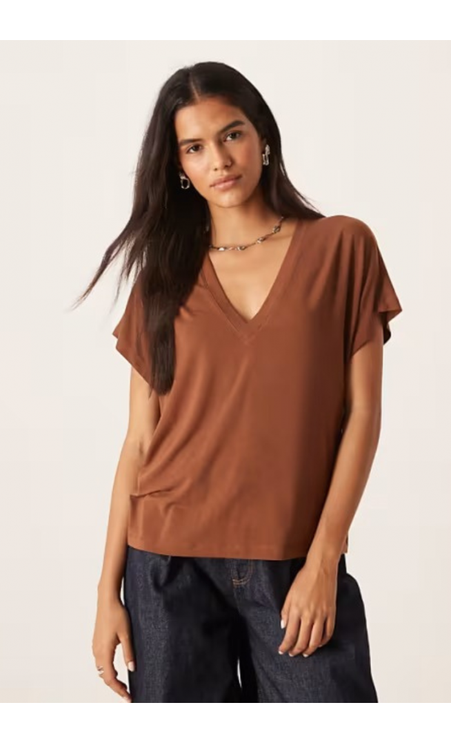 ASOS DESIGN breatheMAX™ lyocell drapey v neck t-shirt