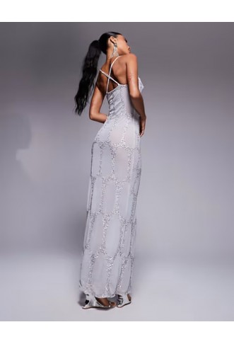 ASOS DESIGN all over embellished cupped maxi dress