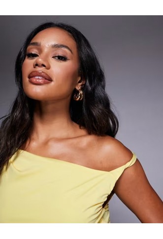 ASOS DESIGN draped twist strap tank top in buttermilk yellow