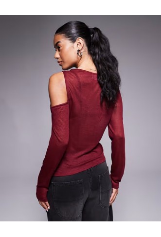 ASOS DESIGN knit-look semi sheer long sleeve top