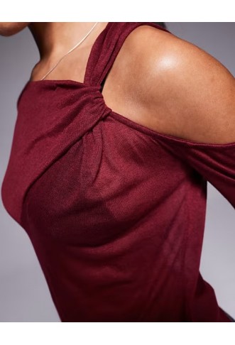 ASOS DESIGN knit-look semi sheer long sleeve top