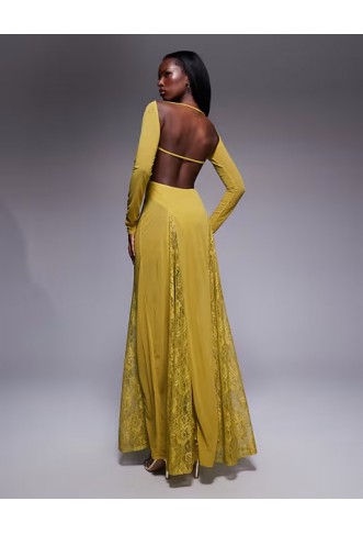 ASOS DESIGN long sleeve sheer maxi dress