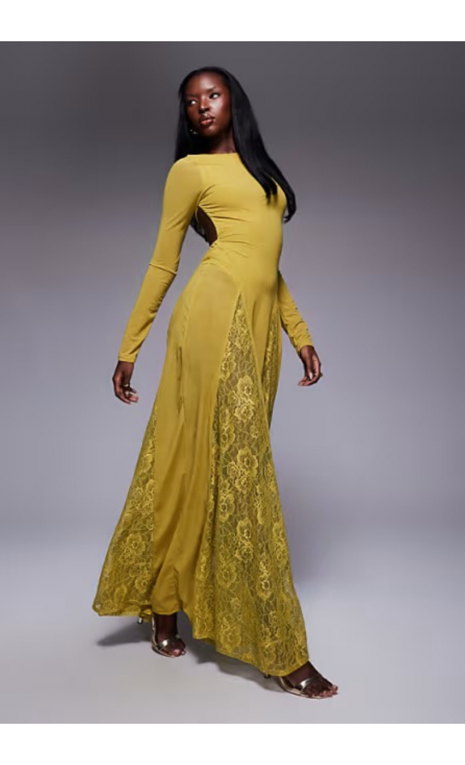 ASOS DESIGN long sleeve sheer maxi dress
