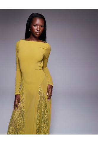 ASOS DESIGN long sleeve sheer maxi dress