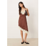 ASOS DESIGN brown lace bodice cami asymmetric satin mini dress