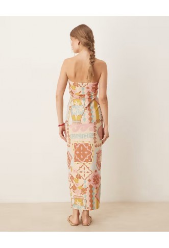 ASOS DESIGN bandeau midi dress in tapestry print