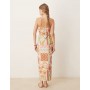 ASOS DESIGN bandeau midi dress in tapestry print