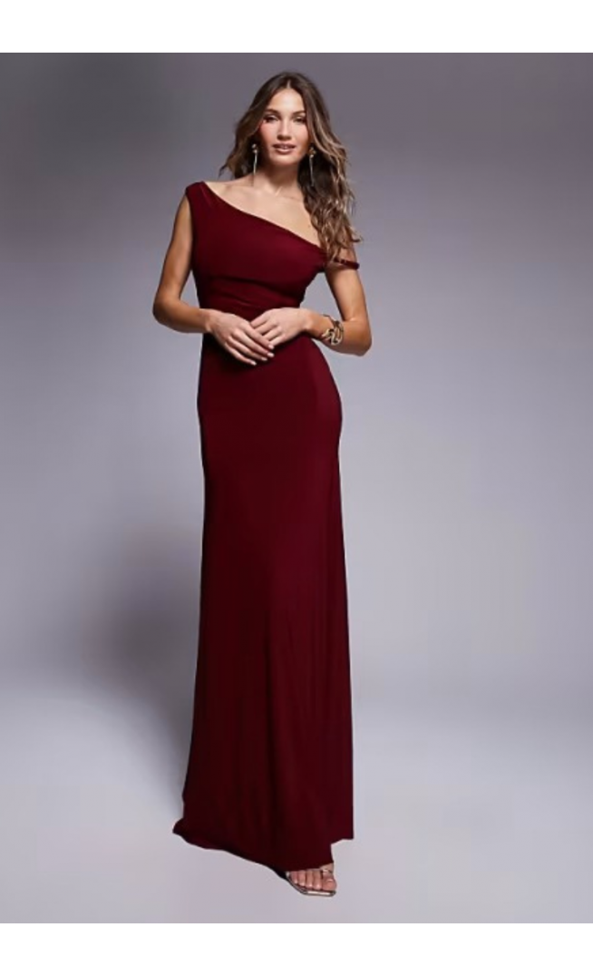 ASOS DESIGN twist shoulder with lace up back maxi dress