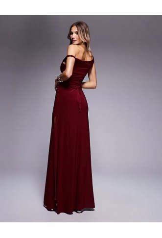 ASOS DESIGN twist shoulder with lace up back maxi dress