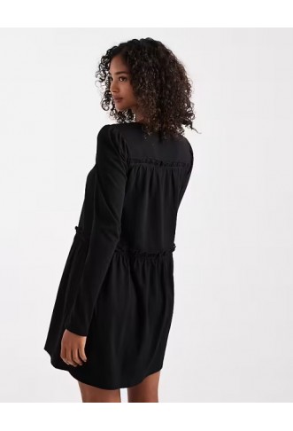 Miss Selfridge ruffle smock mini dress in black