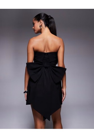 TFNC bandeau bow back mini dress in black