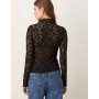 Mango high neck lace top in black