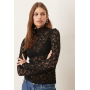 Mango high neck lace top in black