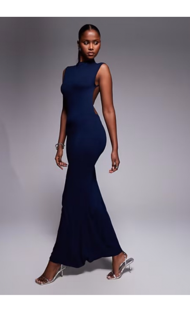 ASOS DESIGN high neck slash shoulder maxi dress