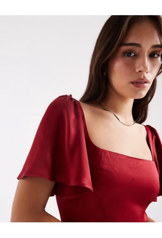 Maids to Measure Bridesmaid square neck flutter sleeve maxi dress