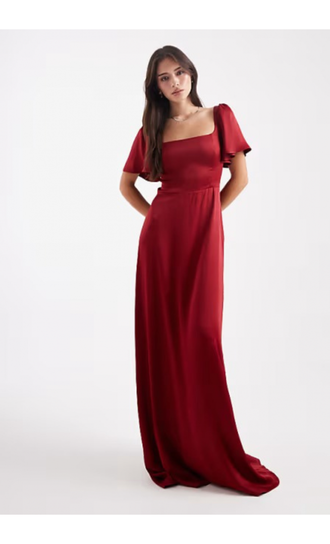 Maids to Measure Bridesmaid square neck flutter sleeve maxi dress