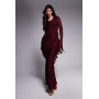 Daska chiffon ruffle maxi dress in burgundy