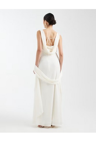 Six Stories Bridesmaid crepe plunge cowl front maxi dress