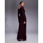 Forever New long sleeve drape maxi dress in deep plum