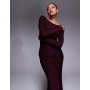 Forever New long sleeve drape maxi dress in deep plum