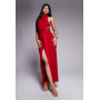 ASOS DESIGN halter maxi dress with split and knot belt in red