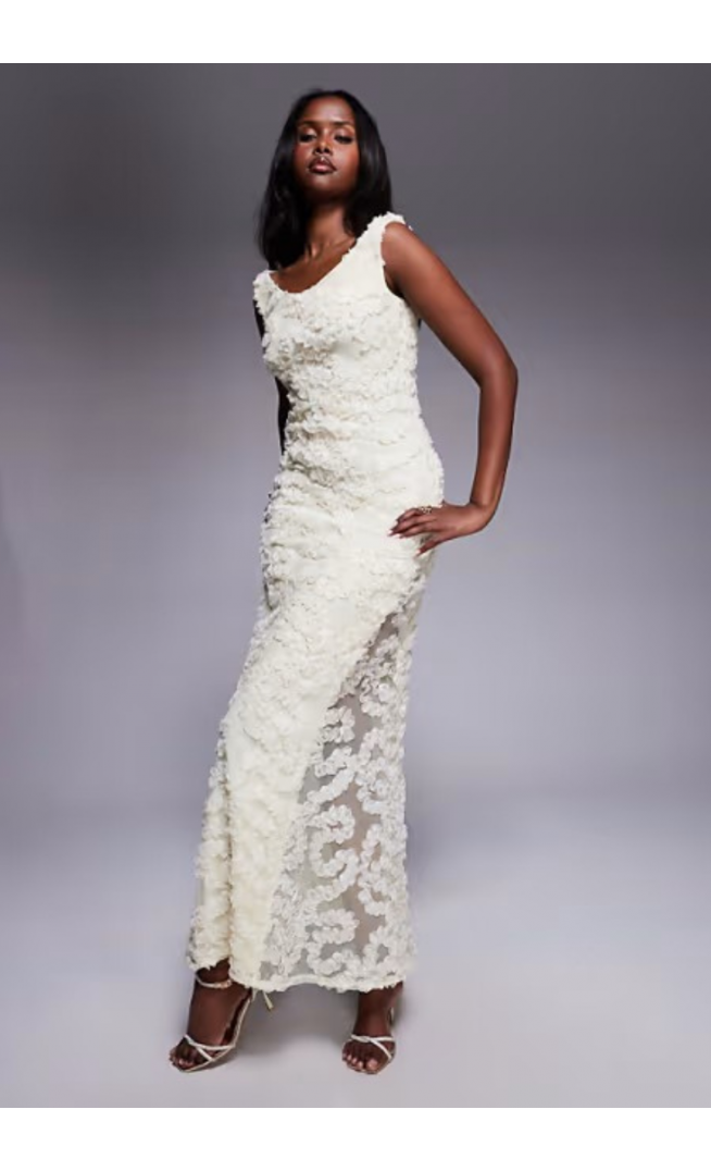 ASOS DESIGN textured maxi dress in cream