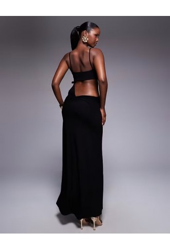 ASOS DESIGN notched twist back maxi dress with split