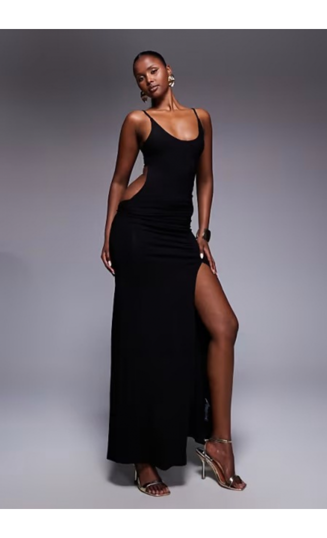 ASOS DESIGN diamante trimmed back draped maxi dress