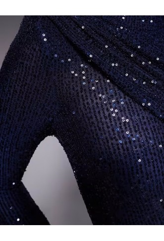 Ruched & Ready removable shoulder pad high neck drape mini dress