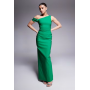 Vesper bengaline one shoulder knot detail maxi bodycon dress in emerald