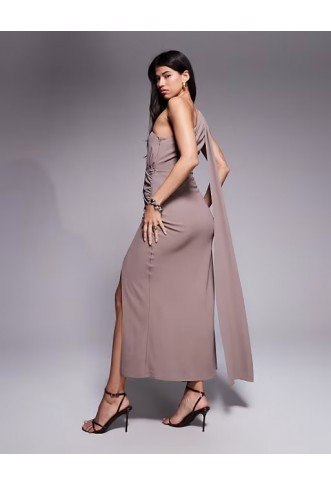 ASOS DESIGN asymmetric one shoulder crepe maxi dress