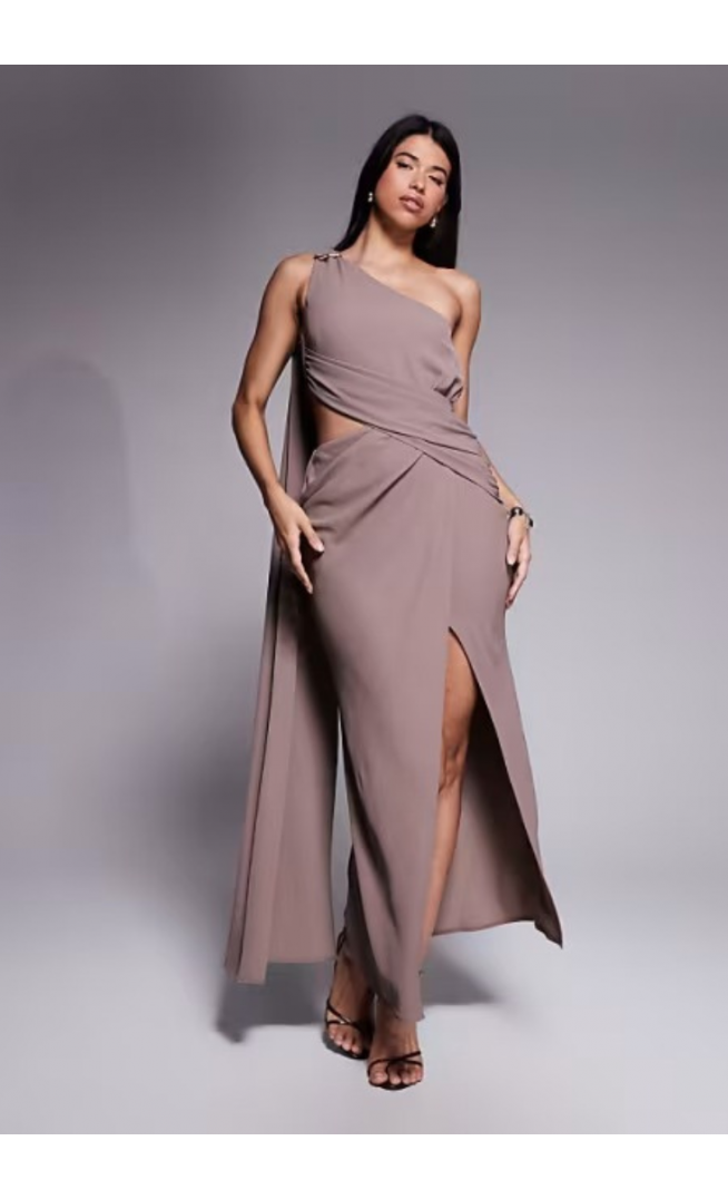 ASOS DESIGN asymmetric one shoulder crepe maxi dress
