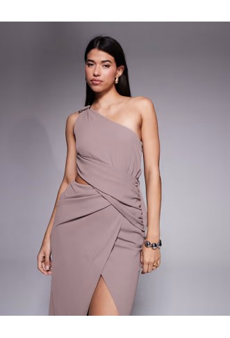 ASOS DESIGN asymmetric one shoulder crepe maxi dress