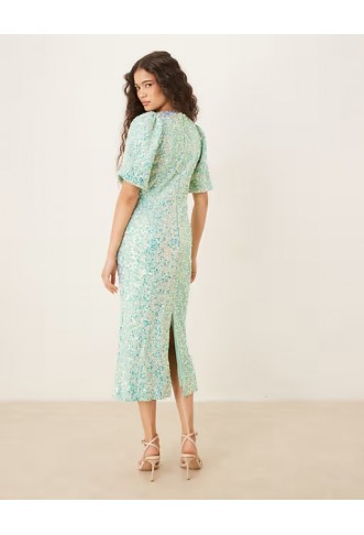 YAS textured iridescent sequin midaxi tea dress