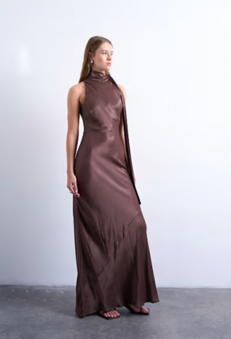 Topshop satin tie neck bias...