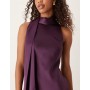 Pretty Lavish satin sleeveless high neck drape scarf detail maxi dress in purple