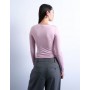 Topshop slinky crew neck long sleeve top in pink