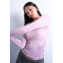 Topshop slinky crew neck long sleeve top in pink
