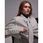 ASOS DESIGN boxy striped shirt with shoulder pads and tie