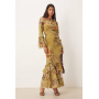 ASOS DESIGN tiered ruffle long sleeve chiffon maxi dress