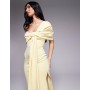 ASOS DESIGN off shoulder bow detail midi dress in yellow