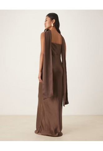 Pretty Lavish Bridesmaid Keisha satin cowl neck maxi dress