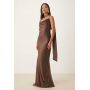 Pretty Lavish Bridesmaid Keisha satin cowl neck maxi dress