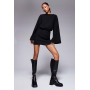 ASOS DESIGN supersoft wide long sleeve blouson mini dress in black
