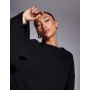 ASOS DESIGN supersoft wide long sleeve blouson mini dress in black