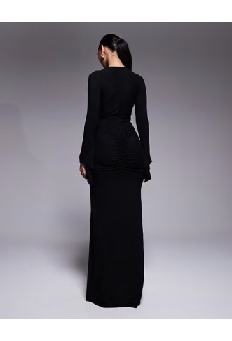 ASOS DESIGN asymmetrical angel sleeve maxi dress