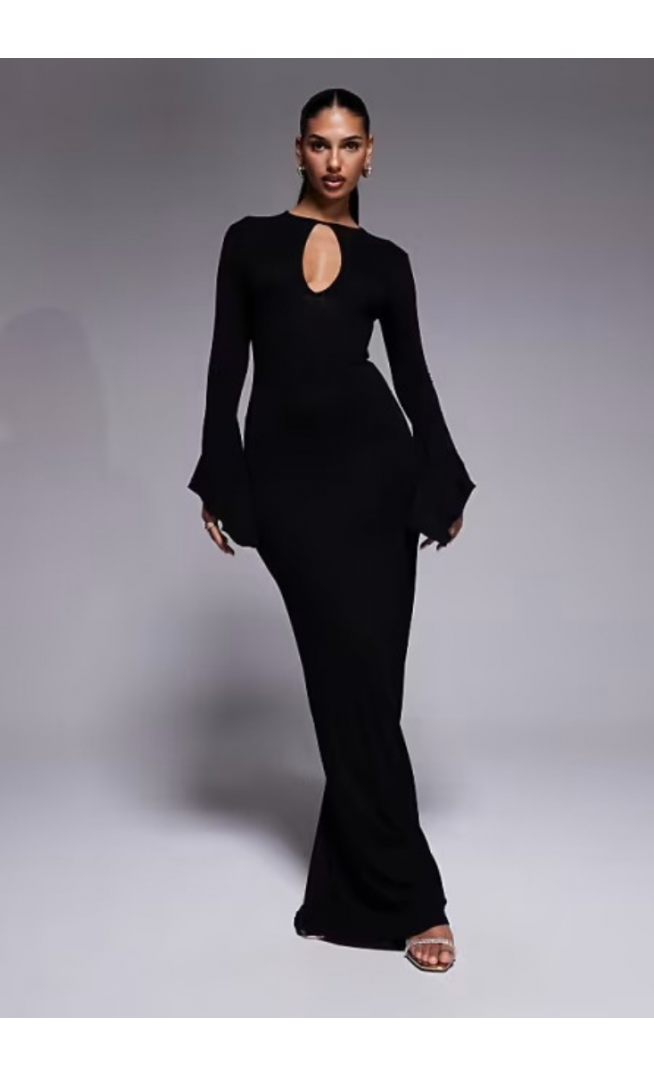 ASOS DESIGN asymmetrical angel sleeve maxi dress