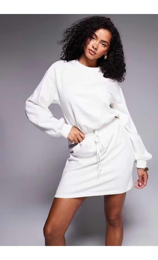 ASOS DESIGN cotton drawstring waist mini sweat dress